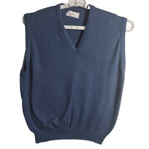 Vintage Titleist Collection XL Golf Sweater Vest‎ Blue Cotton Blend Made in USA